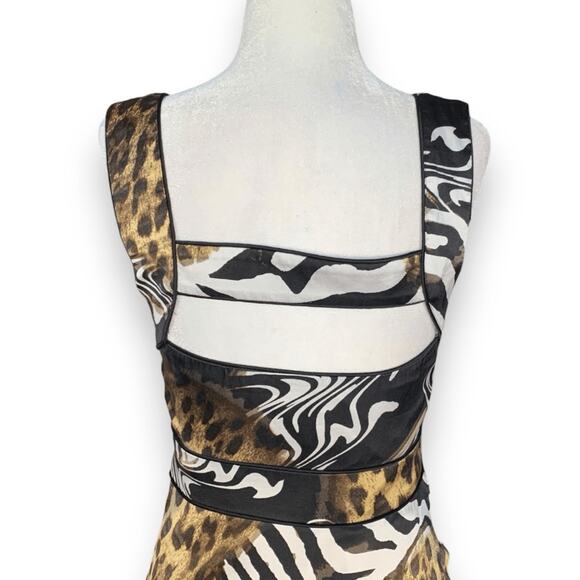 Vintage Y2K Cache Silk Animal Print Bustier Tank Top Zebra Leopard Clubwear XS - Picture 7 of 10